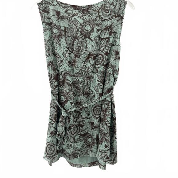 Vintage i.e Green & Brown Silk Boho Crochet V-Neck Sleeveless Tank- Size PL - Picture 2 of 4